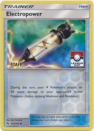Electropower (172/214) (League Promo Staff) [Sun & Moon: Lost Thunder] Pokemon Single Pokémon  | Multizone: Comics And Games