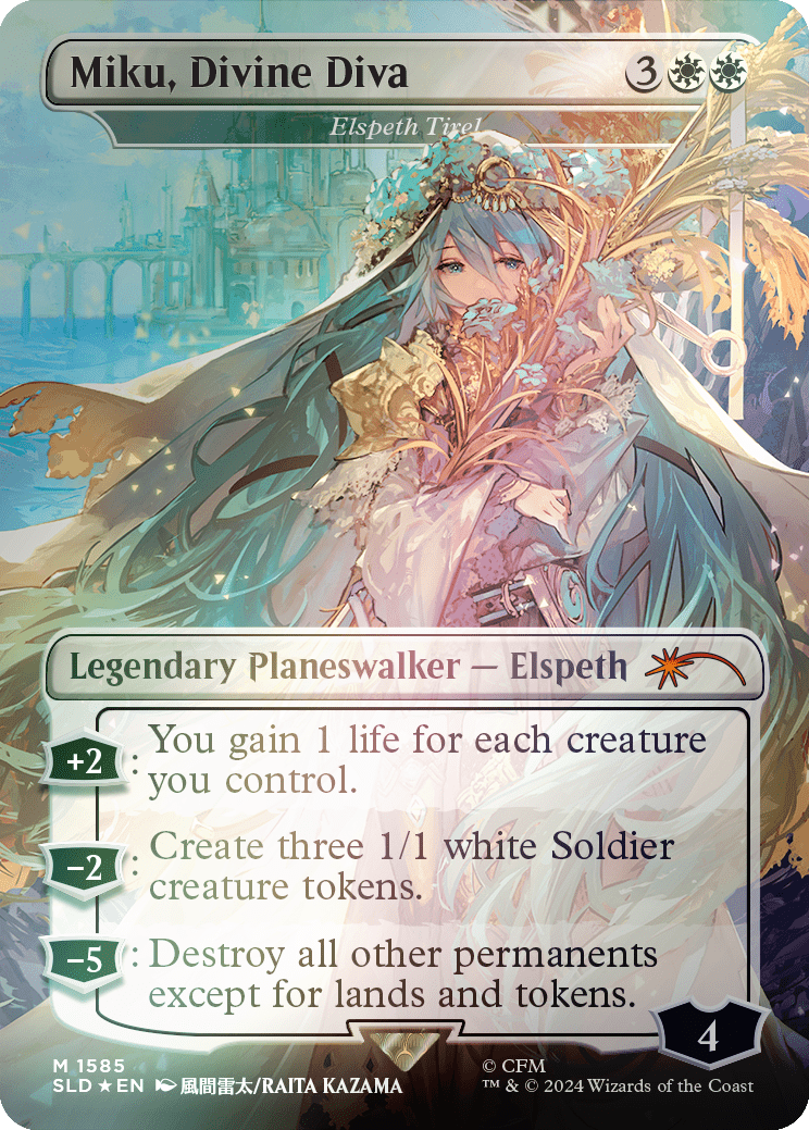 Miku, Divine Diva - Elspeth Tirel (Rainbow Foil) [Secret Lair Drop Series] MTG Single Magic: The Gathering  | Multizone: Comics And Games