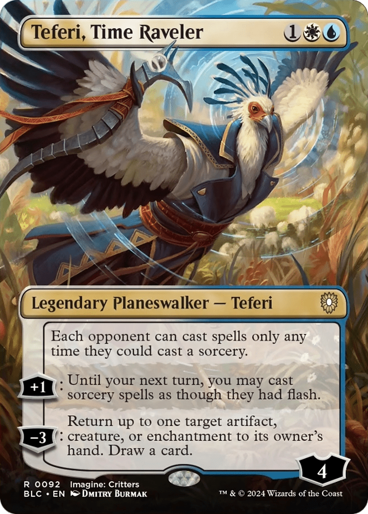 Teferi, Time Raveler (Borderless) [Bloomburrow Commander] MTG Single Magic: The Gathering  | Multizone: Comics And Games