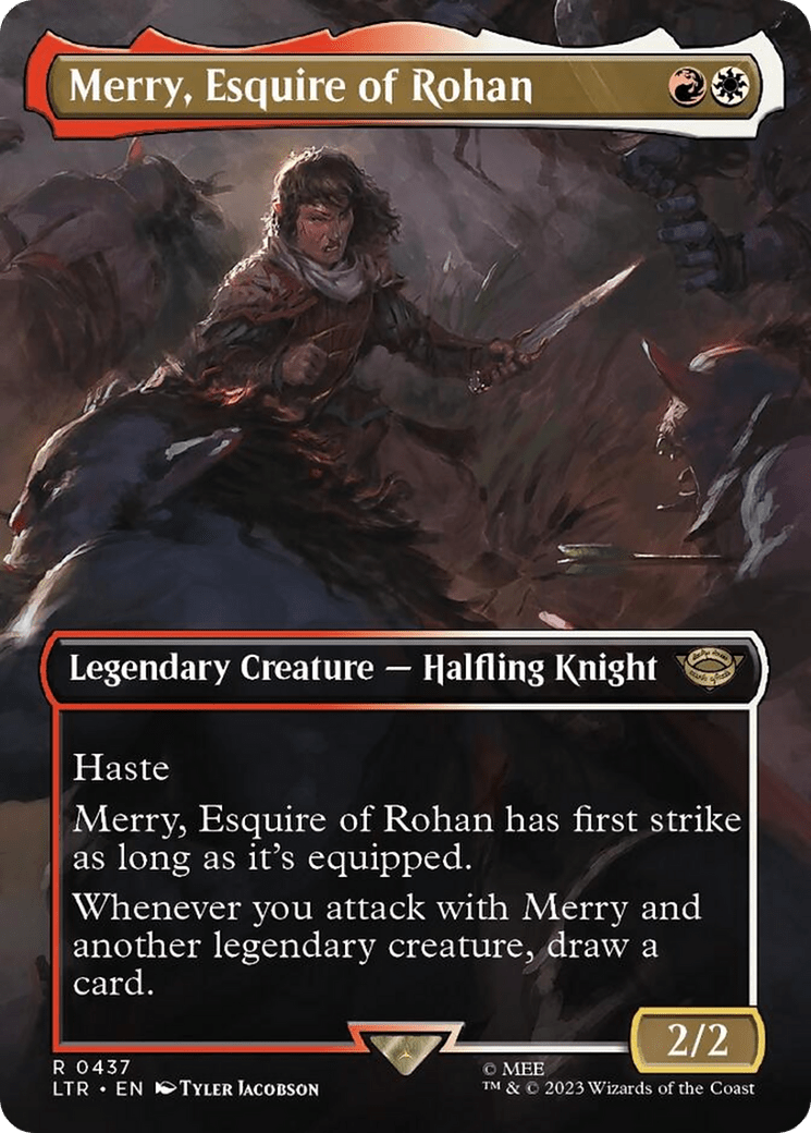 Merry, Esquire of Rohan (Borderless Alternate Art) [The Lord of the Rings: Tales of Middle-Earth] MTG Single Magic: The Gathering  | Multizone: Comics And Games