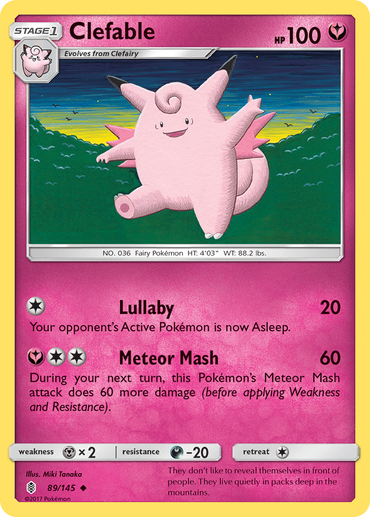 Clefable (89/145) [Sun & Moon: Guardians Rising] Pokemon Single Pokémon  | Multizone: Comics And Games