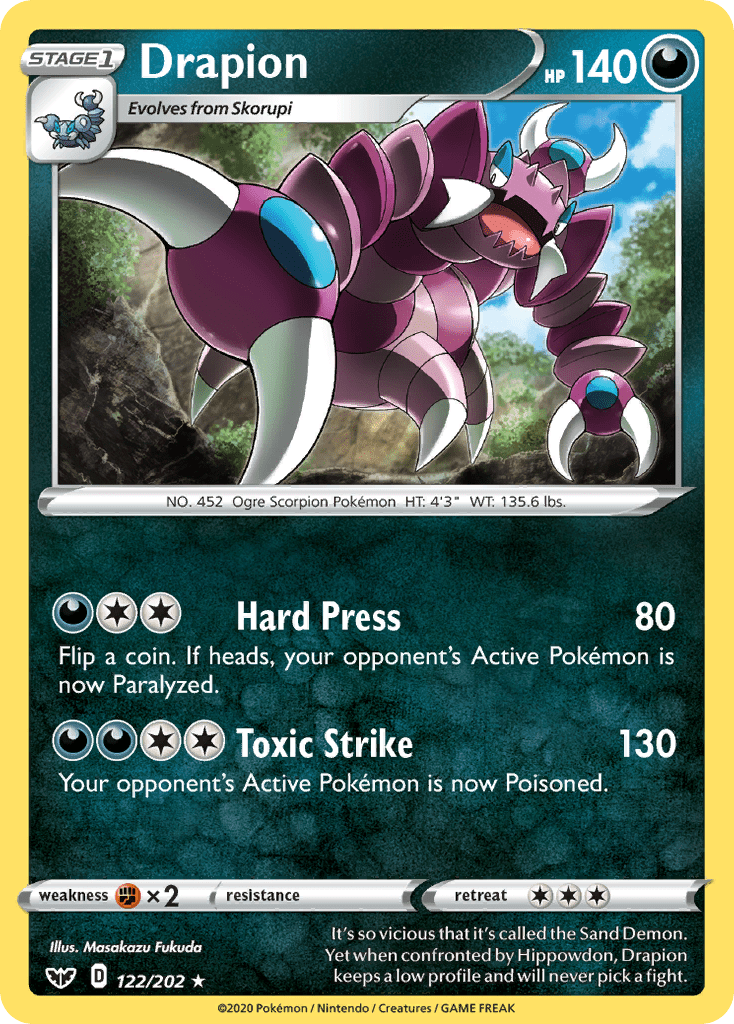 Drapion (122/202) [Sword & Shield: Base Set] Pokemon Single Pokémon  | Multizone: Comics And Games