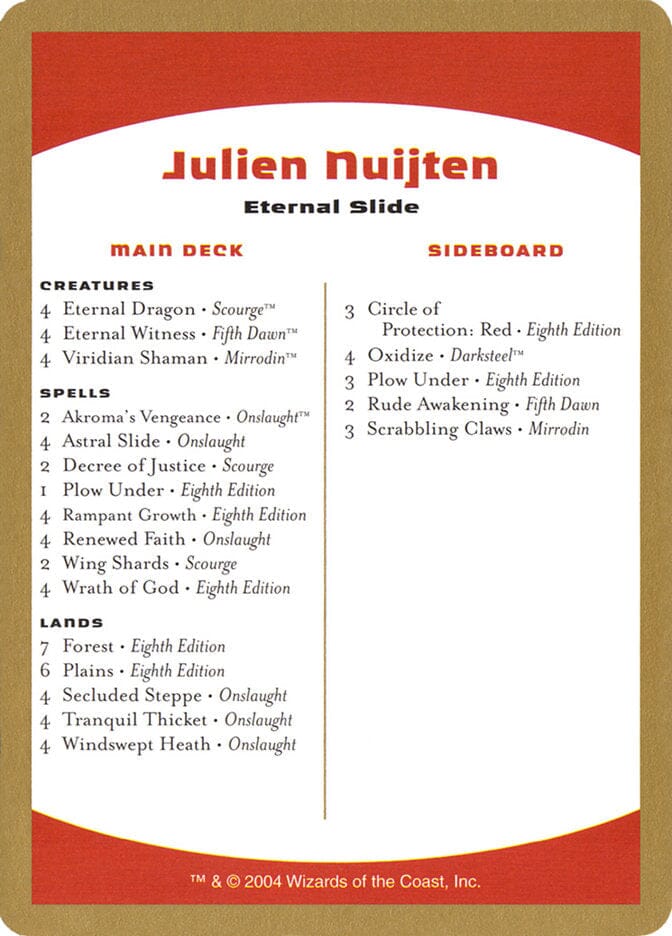Julien Nuijten Decklist [World Championship Decks 2004] MTG Single Magic: The Gathering  | Multizone: Comics And Games