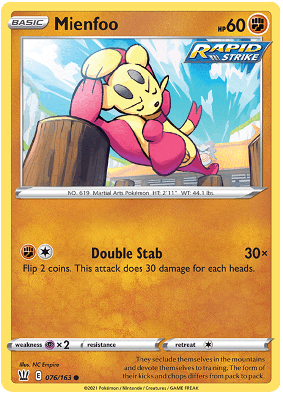 Mienfoo (076/163) [Sword & Shield: Battle Styles] Pokemon Single Pokémon  | Multizone: Comics And Games