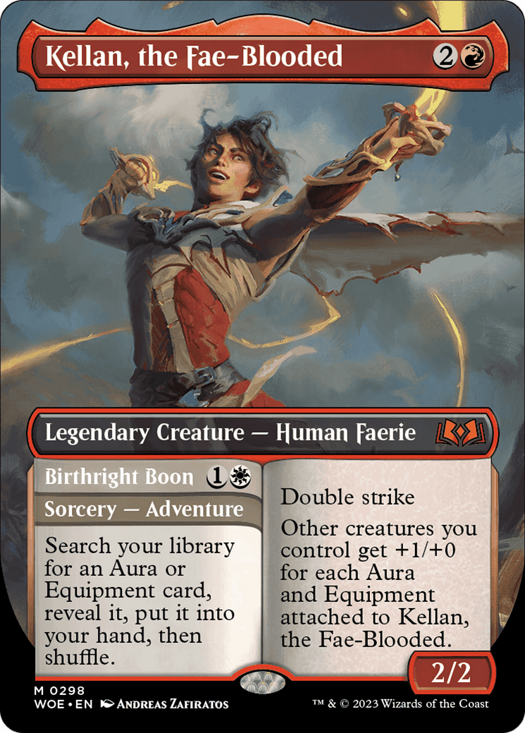Kellan, the Fae-Blooded // Birthright Boon (Borderless Alternate Art) [Wilds of Eldraine] MTG Single Magic: The Gathering  | Multizone: Comics And Games