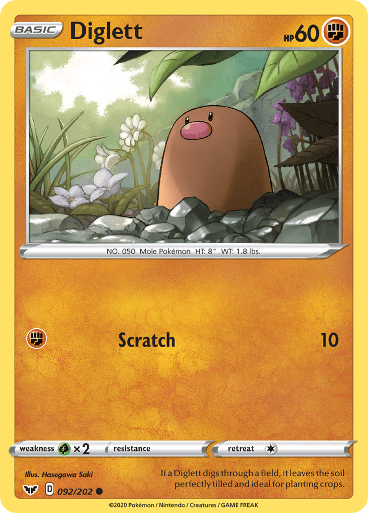 Diglett (092/202) [Sword & Shield: Base Set] Pokemon Single Pokémon  | Multizone: Comics And Games
