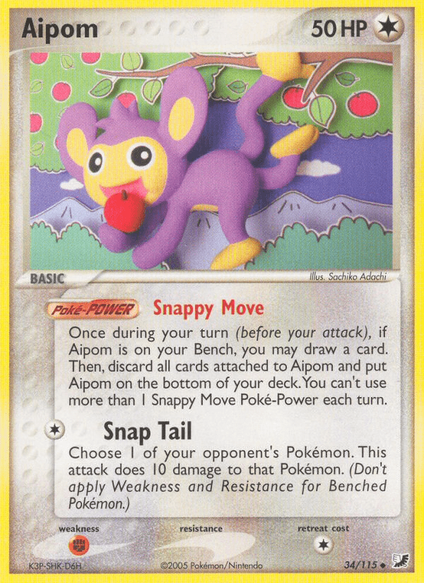 Aipom (34/115) [EX: Unseen Forces] Pokemon Single Pokémon  | Multizone: Comics And Games