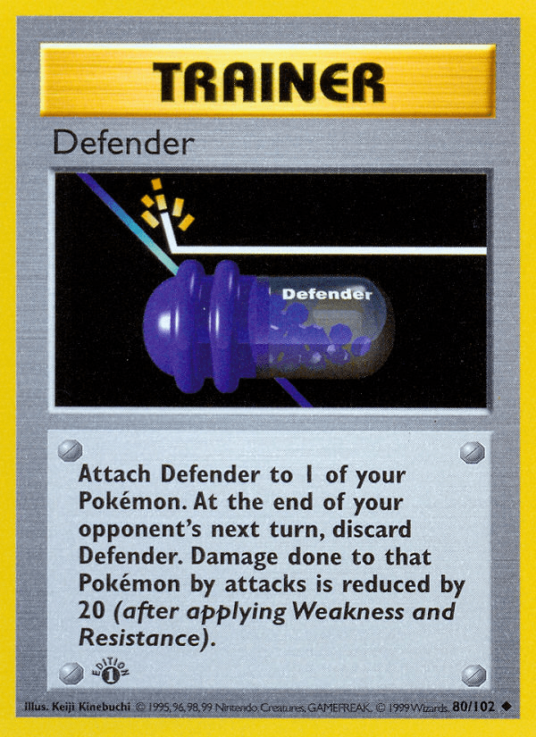 Defender (80/102) (Shadowless) [Base Set 1st Edition] Pokemon Single Pokémon  | Multizone: Comics And Games