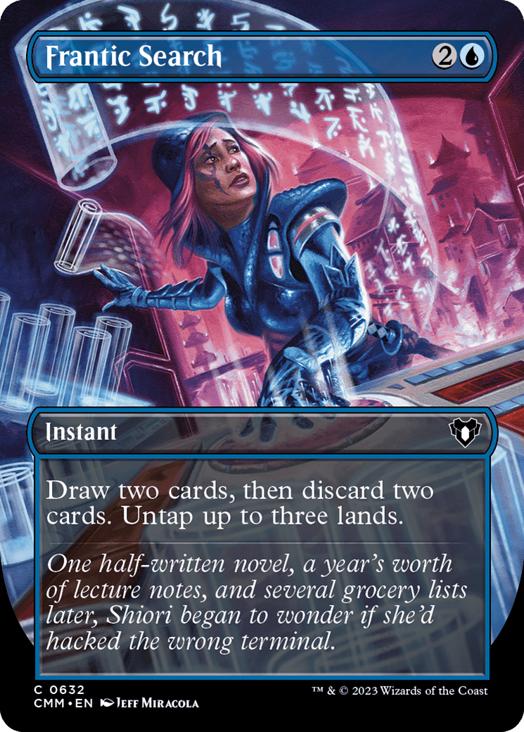 Frantic Search (Borderless Alternate Art) [Commander Masters] MTG Single Magic: The Gathering  | Multizone: Comics And Games