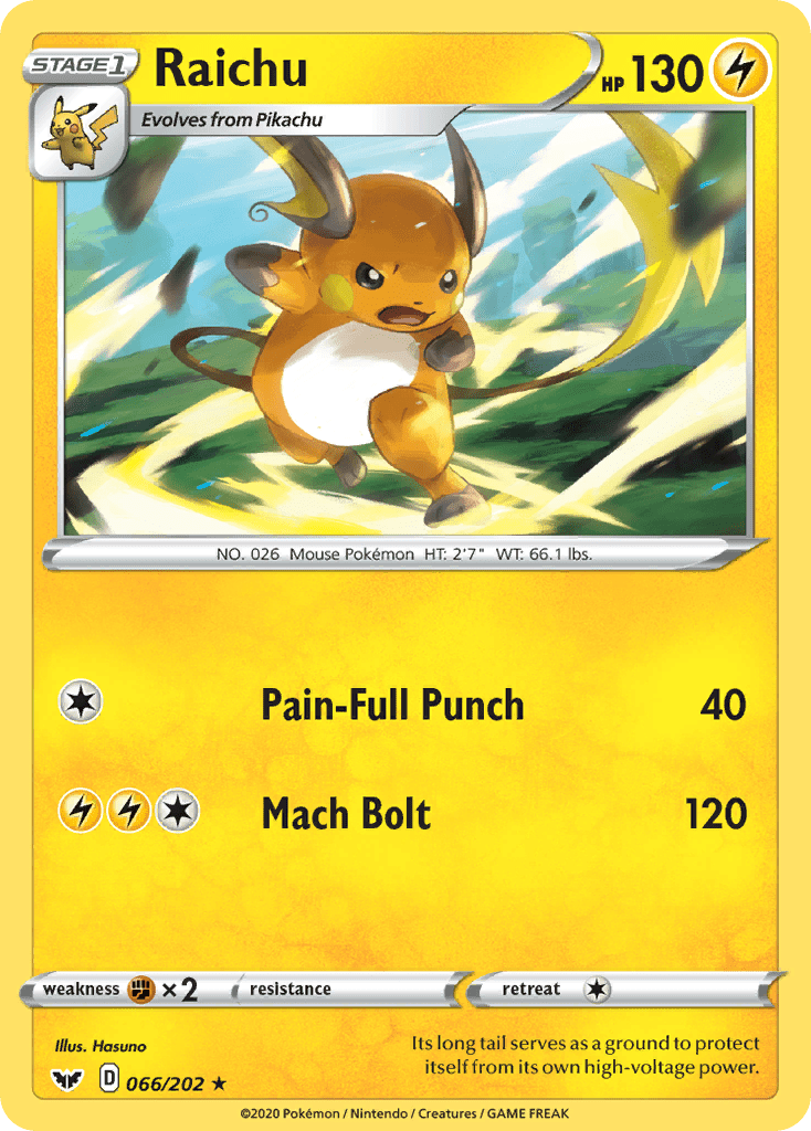 Raichu (066/202) [Sword & Shield: Base Set] Pokemon Single Pokémon  | Multizone: Comics And Games
