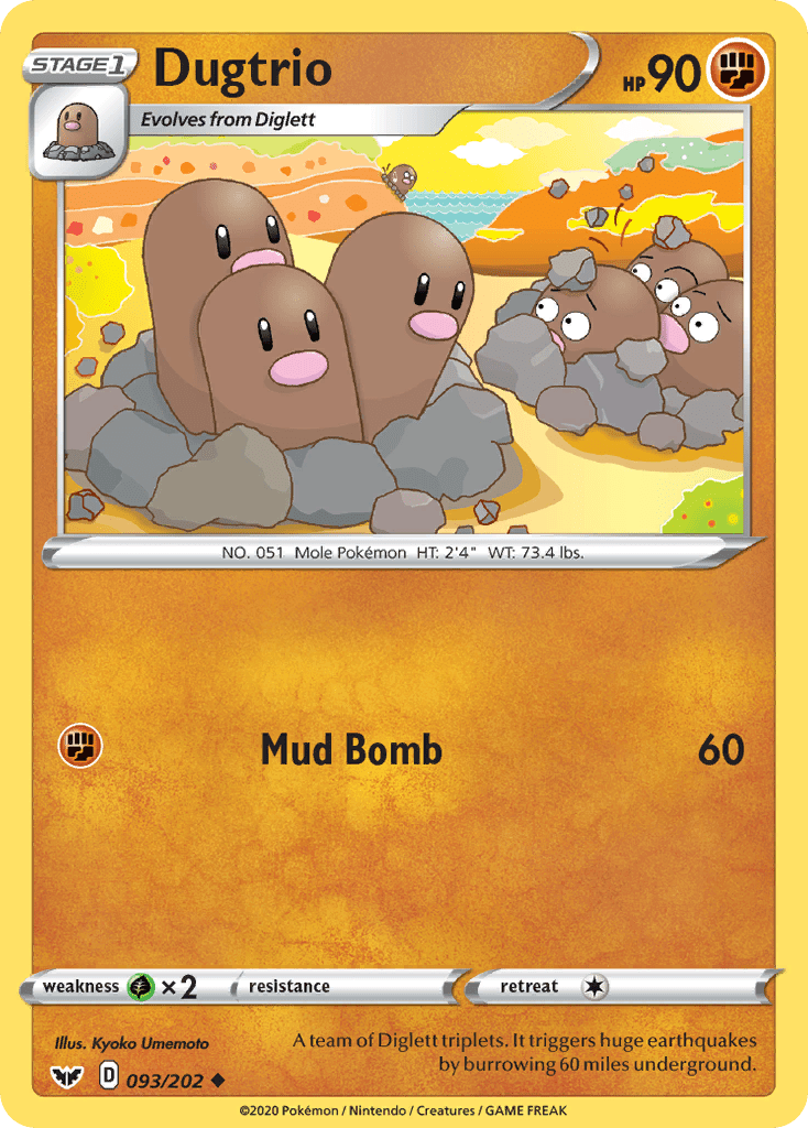 Dugtrio (093/202) [Sword & Shield: Base Set] Pokemon Single Pokémon  | Multizone: Comics And Games