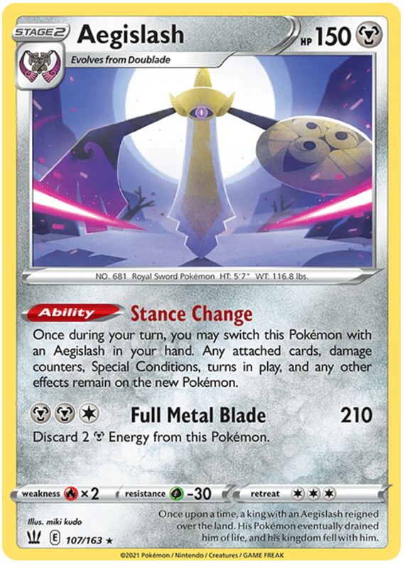 Aegislash (107/163) (107/163) [Sword & Shield: Battle Styles] Pokemon Single Pokémon  | Multizone: Comics And Games