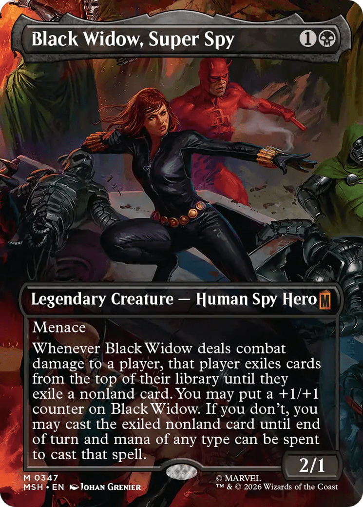 Black Widow, Super Spy (Borderless) (0347) [Marvel Super Heroes] MTG Single Magic: The Gathering  | Multizone: Comics And Games