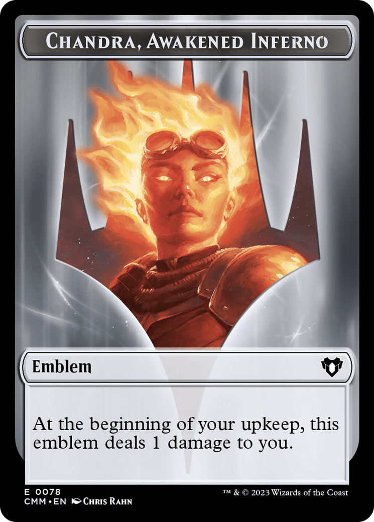 Chandra, Awakened Inferno Emblem // Wizard Double-Sided Token [Commander Masters Tokens] MTG Single Magic: The Gathering  | Multizone: Comics And Games