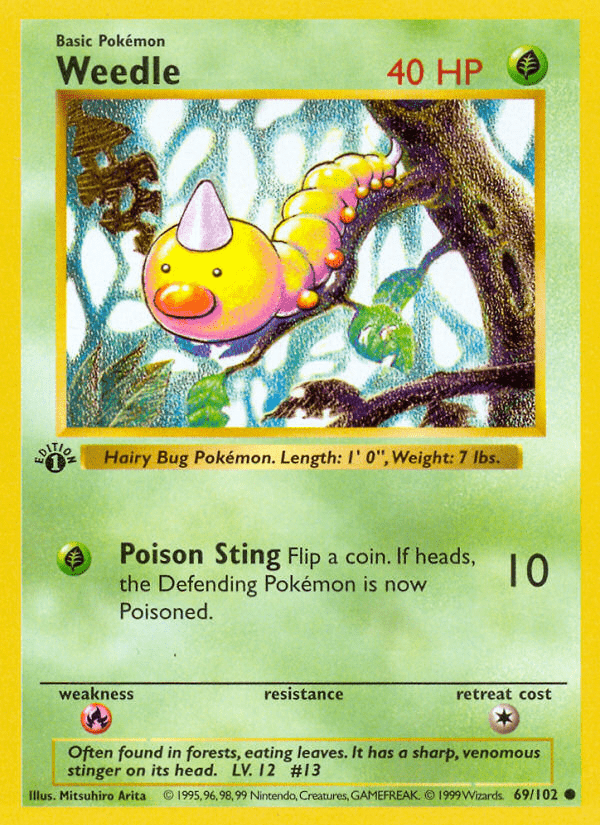 Weedle (69/102) (Shadowless) [Base Set 1st Edition] Pokemon Single Pokémon  | Multizone: Comics And Games