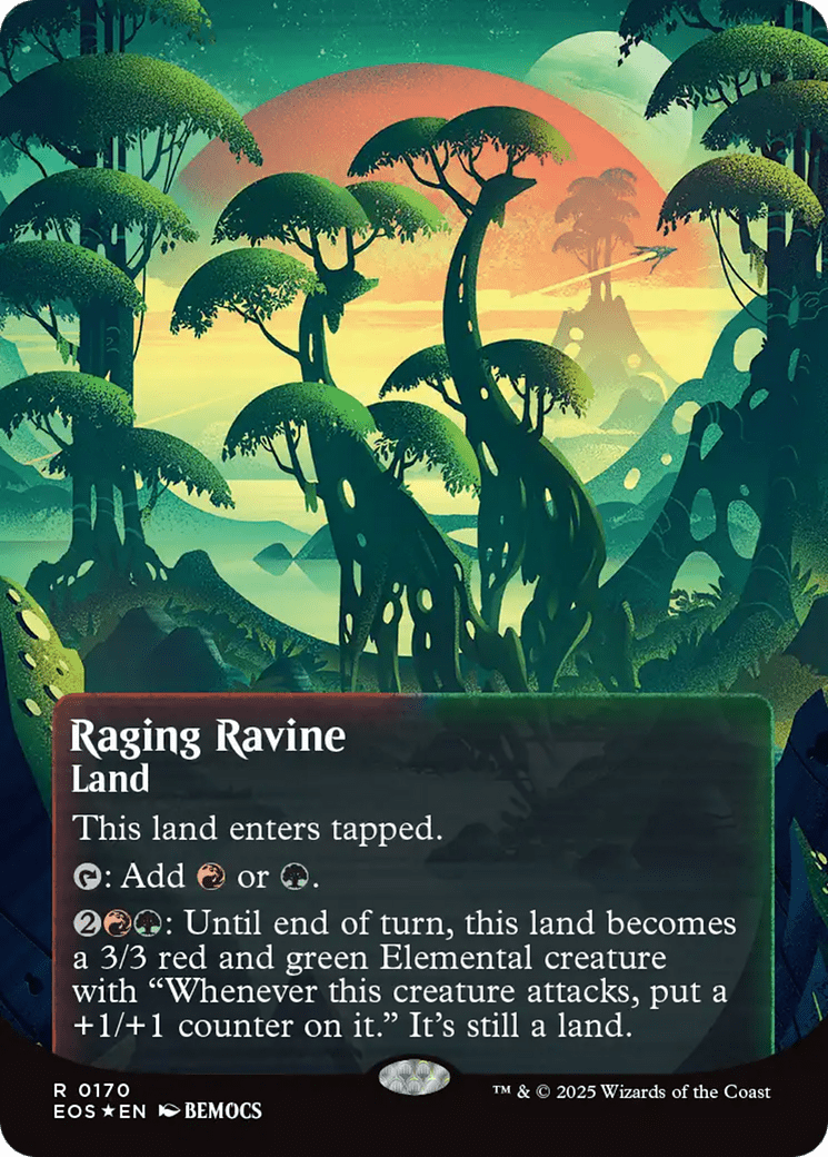 Raging Ravine (0170) (Borderless) (Galaxy Foil) [Edge of Eternities: Stellar Sights] MTG Single Magic: The Gathering  | Multizone: Comics And Games