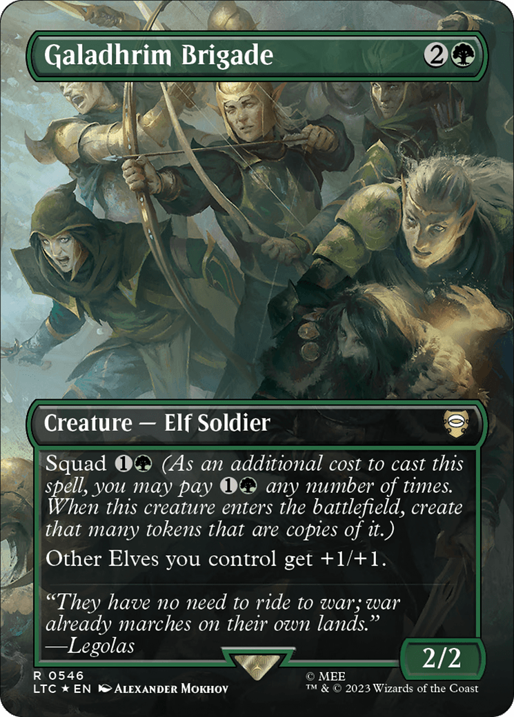 Galadhrim Brigade (Borderless) (Surge Foil) [The Lord of the Rings: Tales of Middle-Earth Commander] MTG Single Magic: The Gathering  | Multizone: Comics And Games