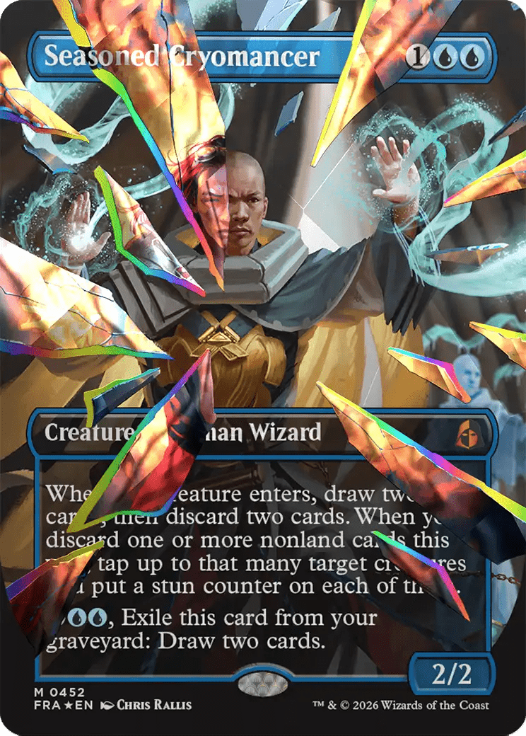 Seasoned Cryomancer (Borderless) (Facet Foil) (0452) [Reality Fracture] MTG Single Magic: The Gathering  | Multizone: Comics And Games