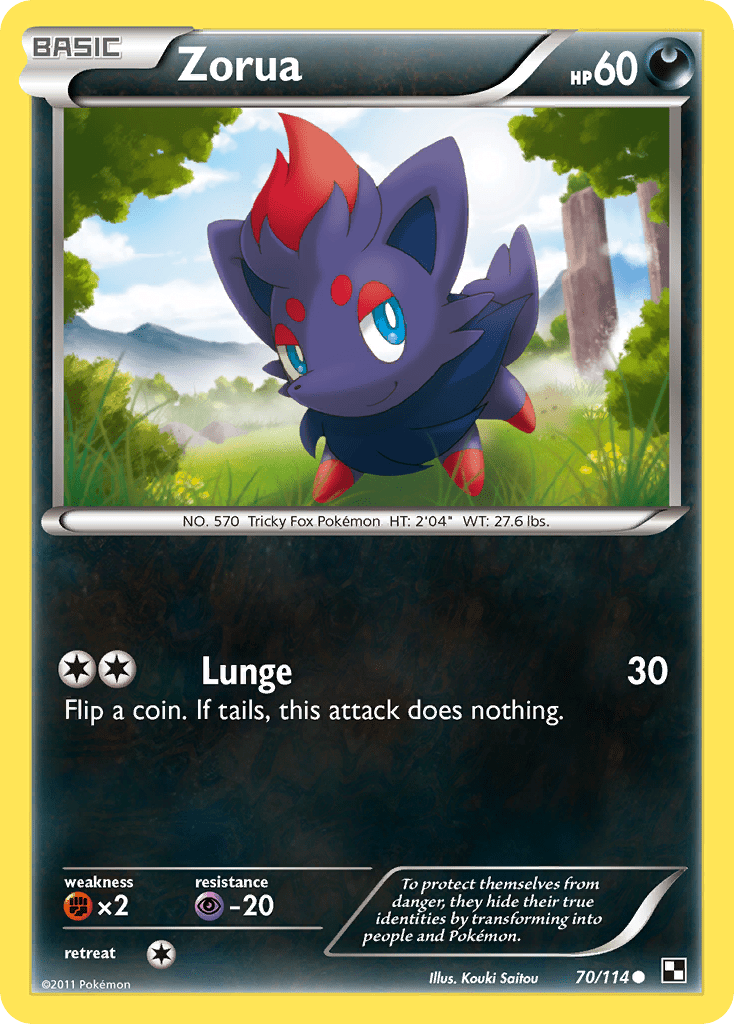 Zorua (70/114) [Black & White: Base Set] Pokemon Single Pokémon  | Multizone: Comics And Games