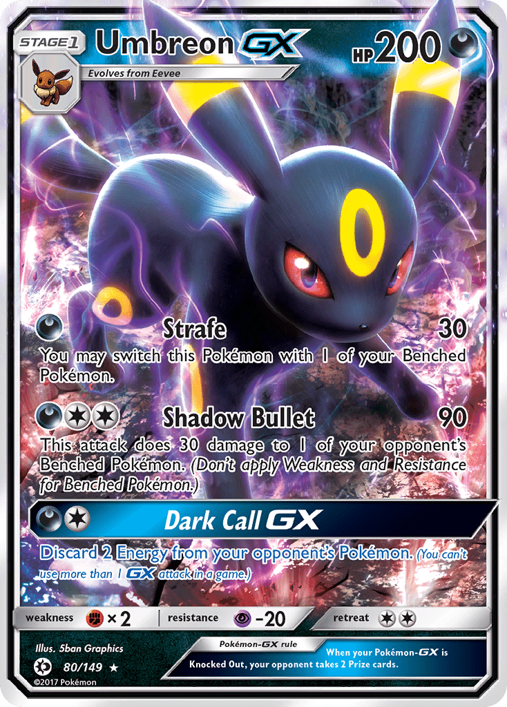 Umbreon GX (80/149) [Sun & Moon: Base Set] Pokemon Single Pokémon  | Multizone: Comics And Games