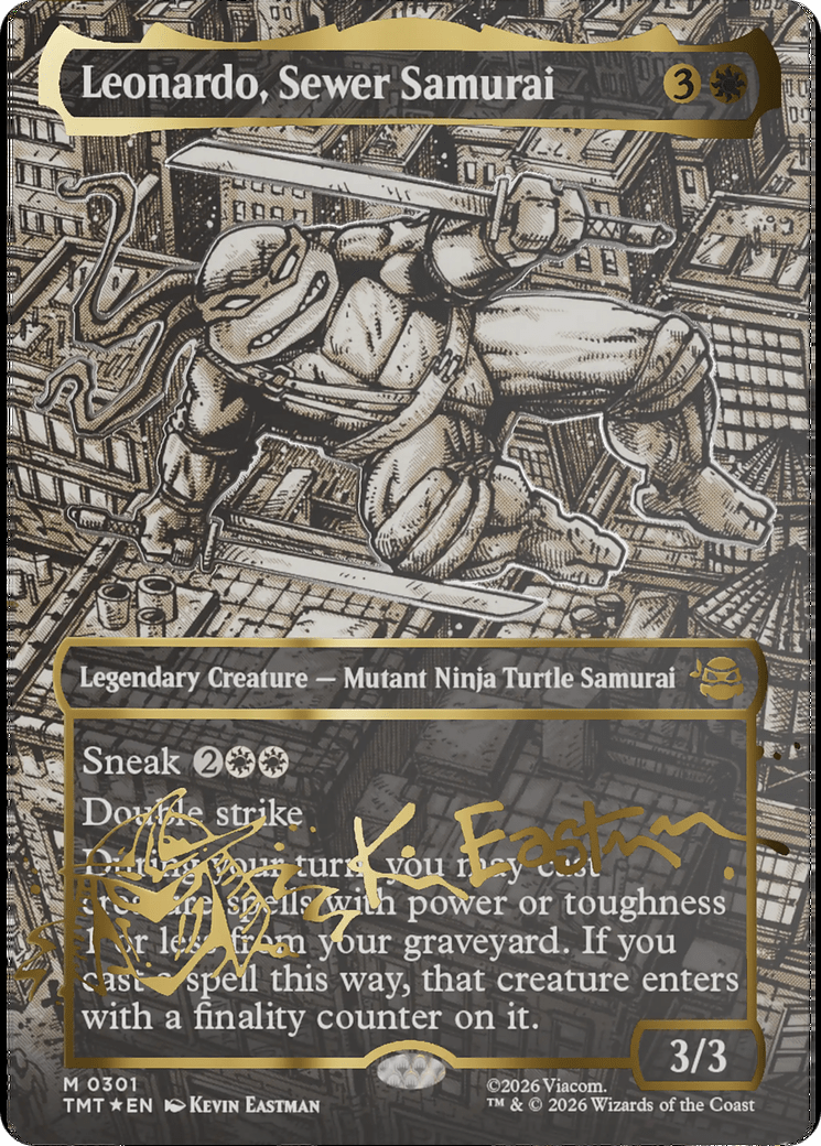 Leonardo, Sewer Samurai (Borderless) (Gold-Stamped Signature) [Teenage Mutant Ninja Turtles] MTG Single Magic: The Gathering  | Multizone: Comics And Games