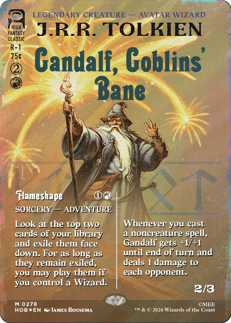 Gandalf, Goblins' Bane (Borderless) (Surge Foil) [The Hobbit] MTG Single Magic: The Gathering  | Multizone: Comics And Games