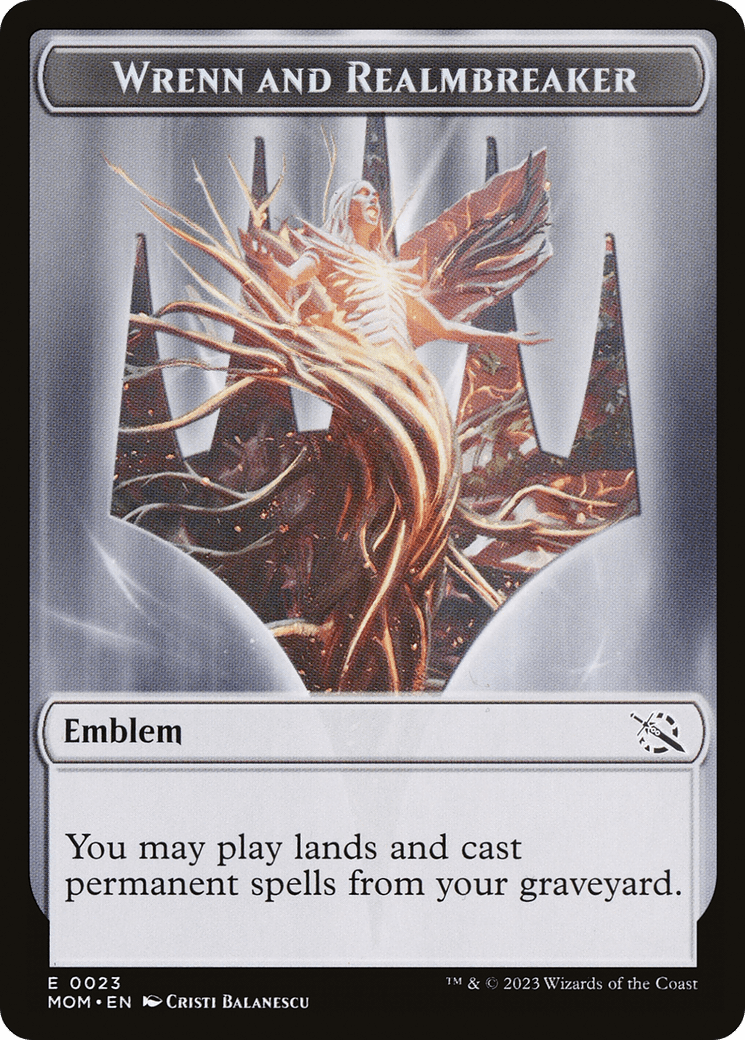 Warrior // Wrenn and Realmbreaker Emblem Double-Sided Token [March of the Machine Tokens] MTG Single Magic: The Gathering  | Multizone: Comics And Games