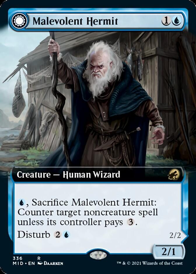 Malevolent Hermit // Benevolent Geist (Extended Art) [Innistrad: Midnight Hunt] MTG Single Magic: The Gathering  | Multizone: Comics And Games
