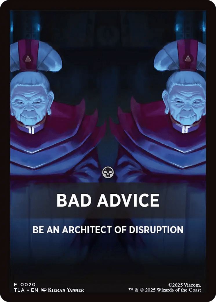 Bad Advice Theme Card [Avatar: The Last Airbender Tokens] MTG Single Magic: The Gathering  | Multizone: Comics And Games