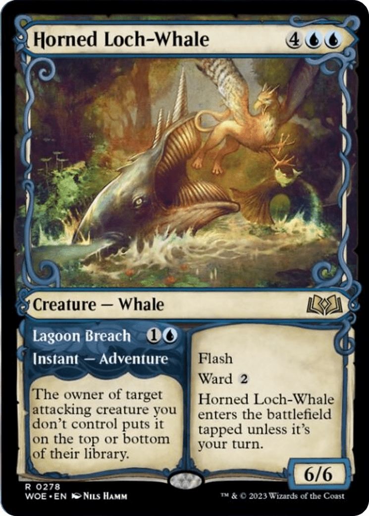 Horned Loch-Whale // Lagoon Breach (Showcase) [Wilds of Eldraine] MTG Single Magic: The Gathering  | Multizone: Comics And Games