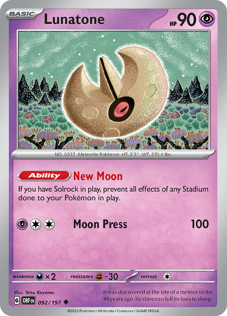 Lunatone (092/197) [Scarlet & Violet: Obsidian Flames] Pokemon Single Pokémon  | Multizone: Comics And Games