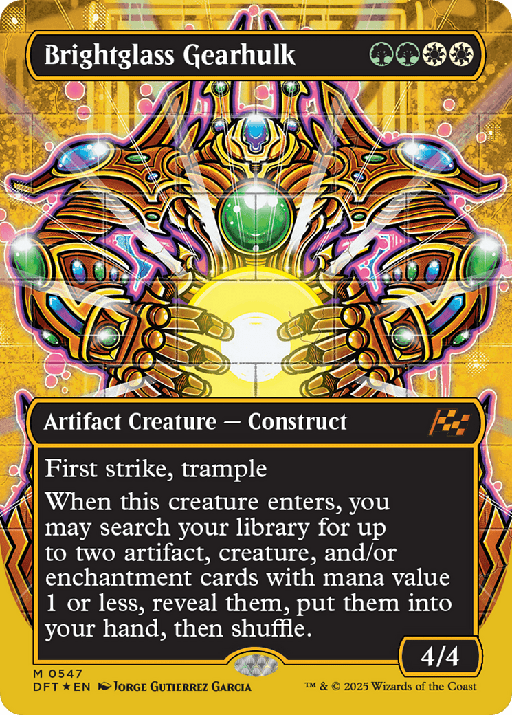 Brightglass Gearhulk (Borderless) (First-Place Foil) [Aetherdrift] MTG Single Magic: The Gathering  | Multizone: Comics And Games