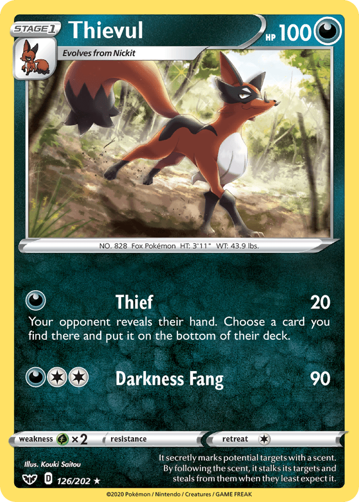 Thievul (126/202) [Sword & Shield: Base Set] Pokemon Single Pokémon  | Multizone: Comics And Games