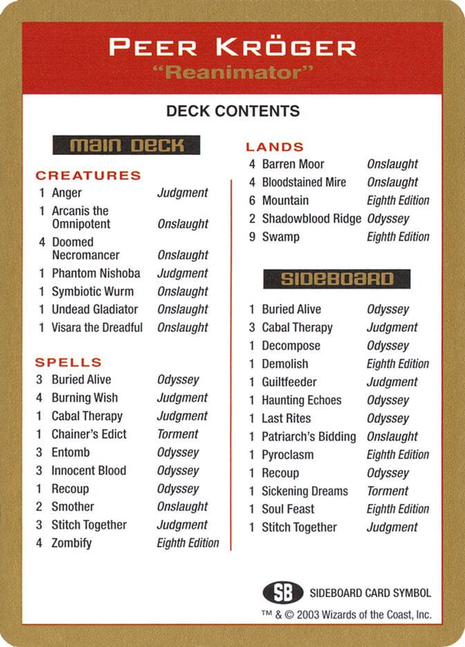 Peer Kroger Decklist [World Championship Decks 2003] MTG Single Magic: The Gathering  | Multizone: Comics And Games