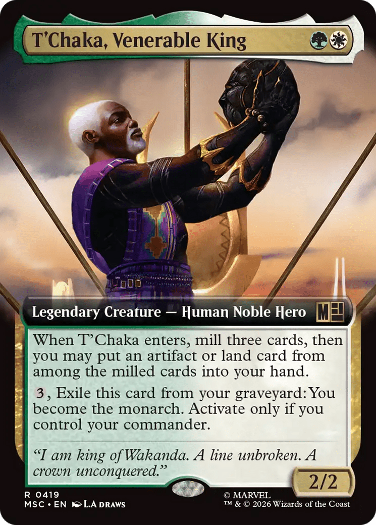 T'Chaka, Venerable King (Extended Art) [Marvel Super Heroes Commander] MTG Single Magic: The Gathering  | Multizone: Comics And Games