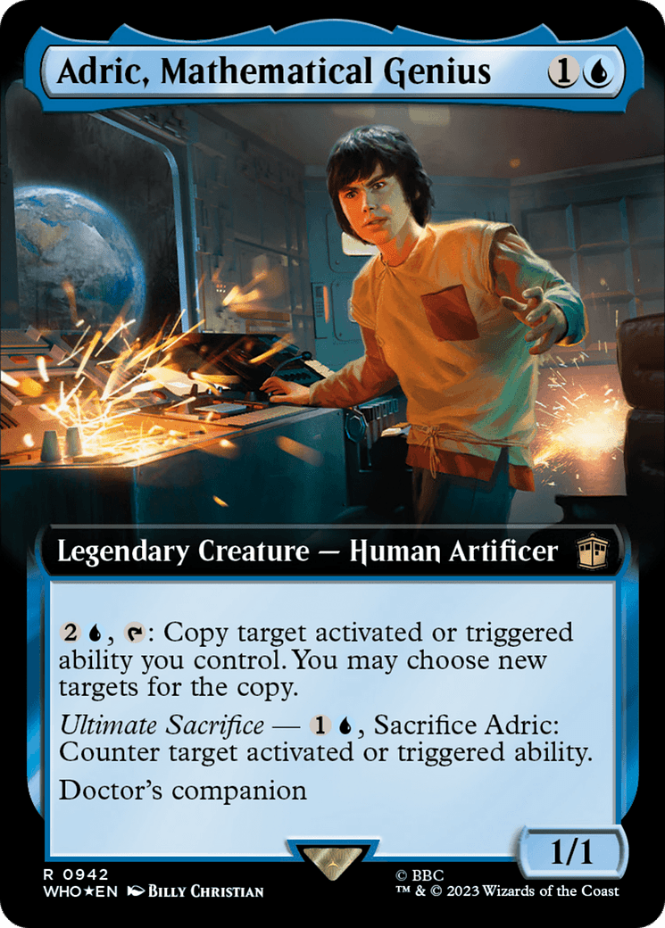 Adric, Mathematical Genius (Extended Art) (Surge Foil) [Doctor Who] MTG Single Magic: The Gathering  | Multizone: Comics And Games