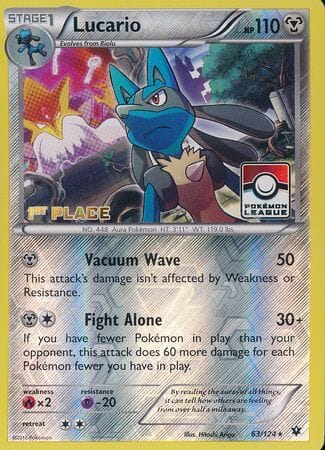 Lucario (63/124) (League Promo 1st Place) [XY: Fates Collide] Pokemon Single Pokémon  | Multizone: Comics And Games