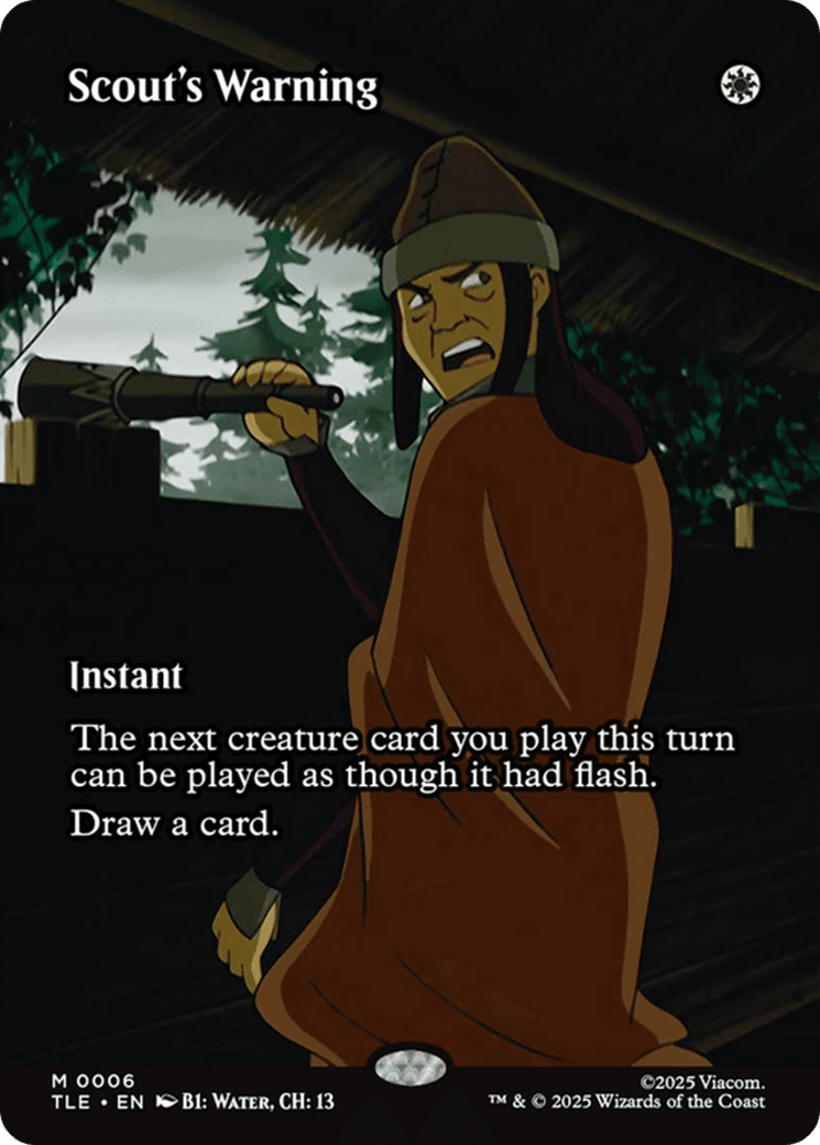 Scout's Warning (Borderless) [Avatar: The Last Airbender: Eternal-Legal] MTG Single Magic: The Gathering  | Multizone: Comics And Games