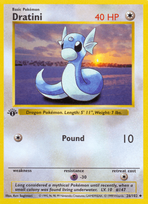 Dratini (26/102) (Shadowless) [Base Set 1st Edition] Pokemon Single Pokémon  | Multizone: Comics And Games