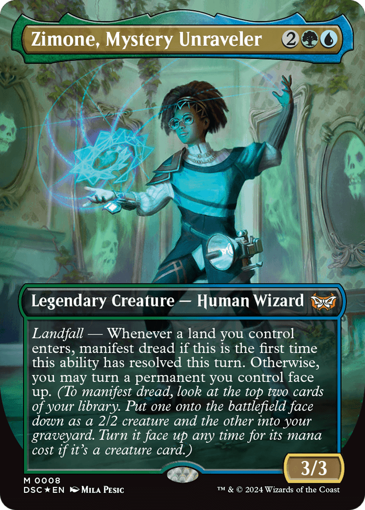 Zimone, Mystery Unraveler (Borderless) [Duskmourn: House of Horror Commander] MTG Single Magic: The Gathering  | Multizone: Comics And Games