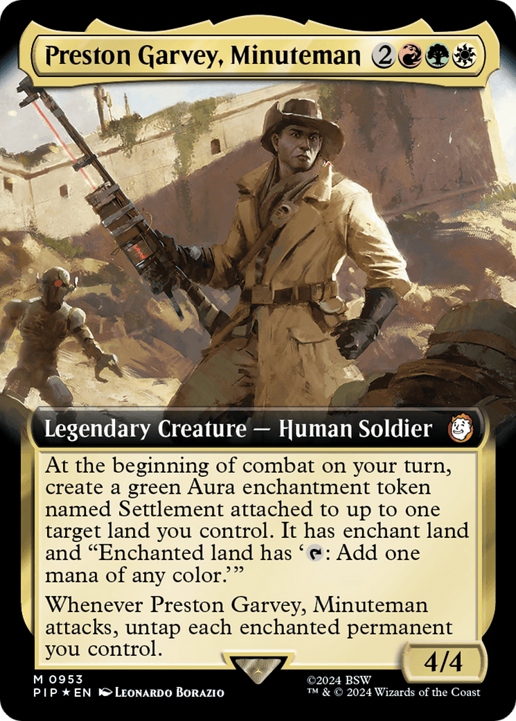 Preston Garvey, Minuteman (Extended Art) (Surge Foil) [Fallout] MTG Single Magic: The Gathering  | Multizone: Comics And Games