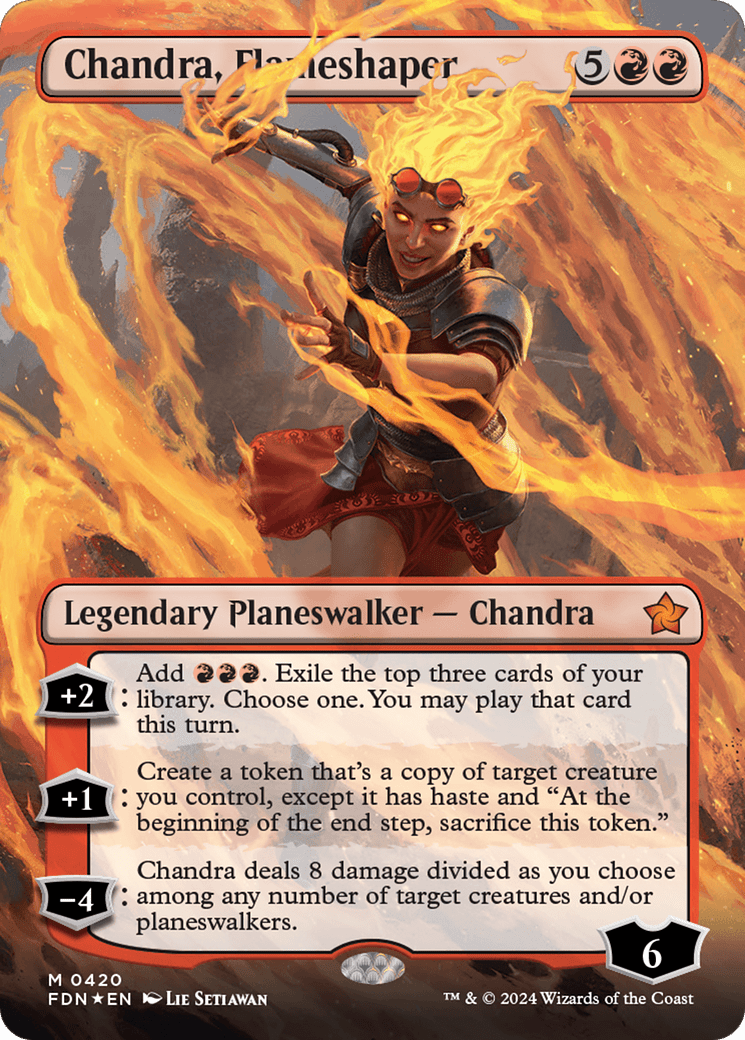 Chandra, Flameshaper (Borderless) (Mana Foil) [Foundations] MTG Single Magic: The Gathering  | Multizone: Comics And Games