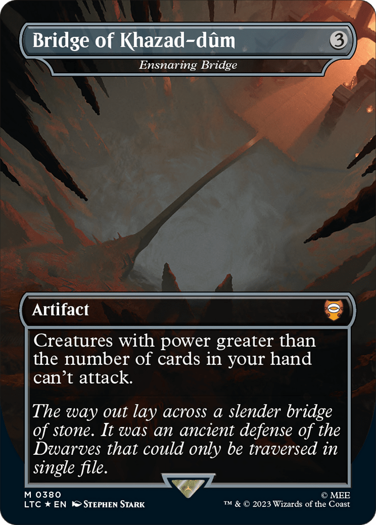 Bridge of Khazad-dum - Ensnaring Bridge (Borderless) (Surge Foil Realms and Relics) [The Lord of the Rings: Tales of Middle-Earth Commander] MTG Single Magic: The Gathering  | Multizone: Comics And Games