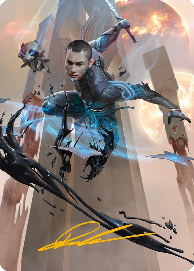 Kaito, Dancing Shadow Art Card (Gold-Stamped Signature) [Phyrexia: All Will Be One Art Series] MTG Single Magic: The Gathering  | Multizone: Comics And Games