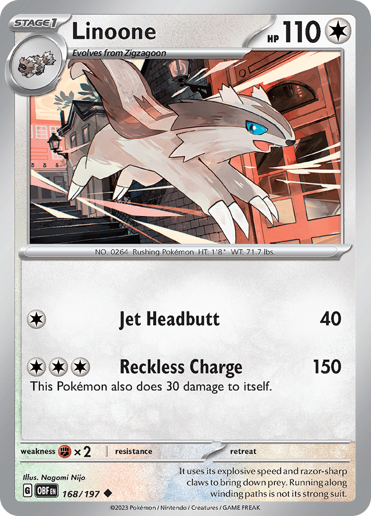 Linoone (168/197) [Scarlet & Violet: Obsidian Flames] Pokemon Single Pokémon  | Multizone: Comics And Games