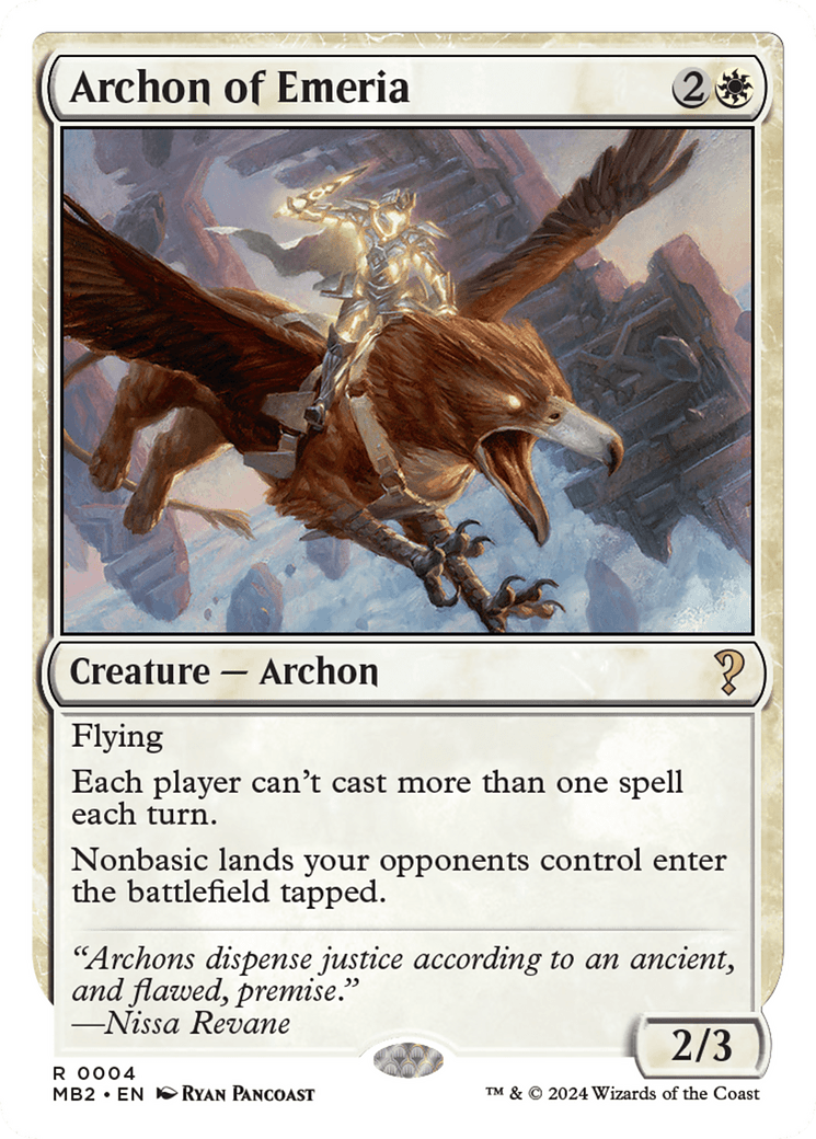 Archon of Emeria (White Border) [Mystery Booster 2] MTG Single Magic: The Gathering  | Multizone: Comics And Games