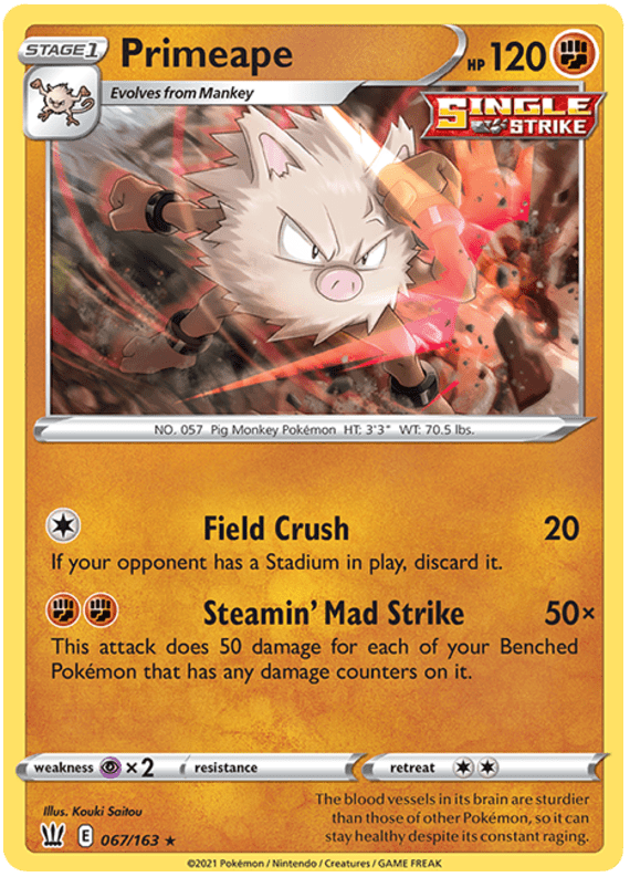 Primeape (067/163) [Sword & Shield: Battle Styles] Pokemon Single Pokémon  | Multizone: Comics And Games