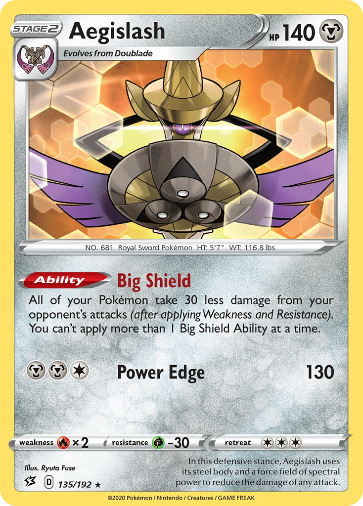 Aegislash (135/192) [Sword & Shield: Rebel Clash] Pokemon Single Pokémon  | Multizone: Comics And Games