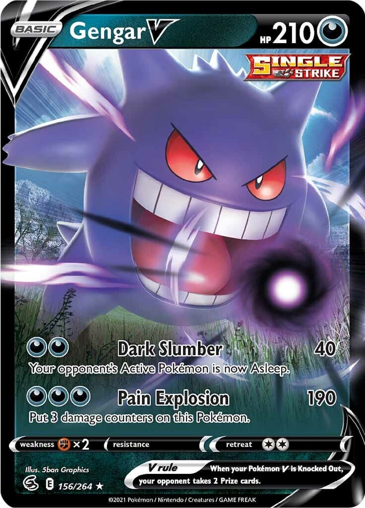 Gengar V (156/264) [Sword & Shield: Fusion Strike] Pokemon Single Pokémon  | Multizone: Comics And Games