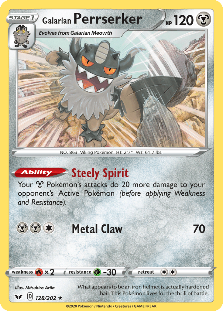 Galarian Perrserker (128/202) [Sword & Shield: Base Set] Pokemon Single Pokémon  | Multizone: Comics And Games